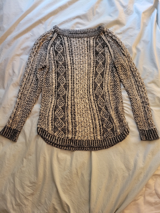 L.L. Bean Sweaters - L.L. Bean Cream and Black Marled Fisherman Tunic Sweater